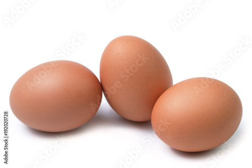 brown eggs isolated on white background.