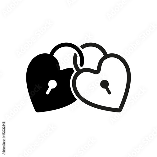 linked hearts, lock icon