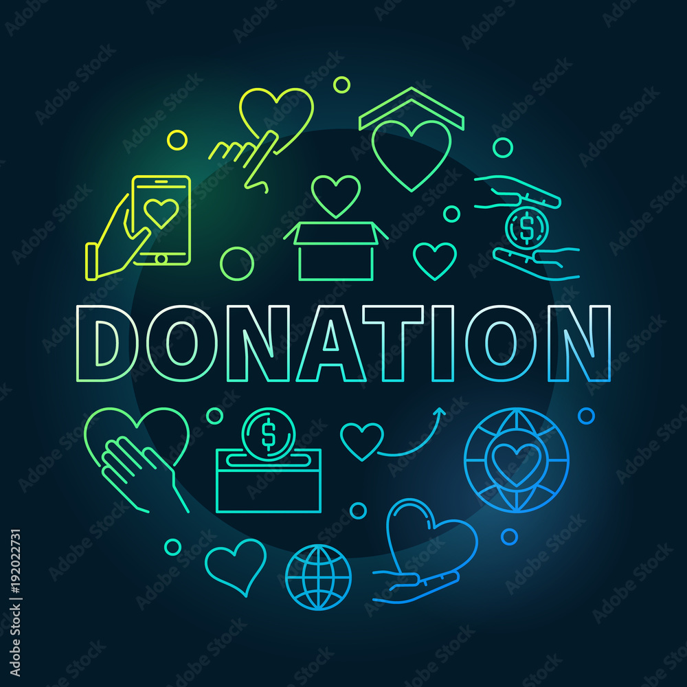Colored donation round illustration. Donating money symbol Colored donation round illustration. Donating money symbol