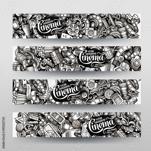Cartoon graphics vector hand drawn doodles cinema corporate identity