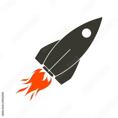 Rocket, spaceship, spacecraft, flat icon, vector illustration for your design.