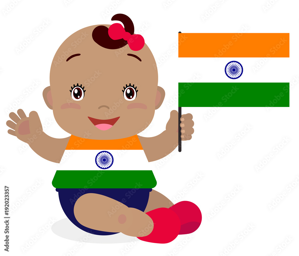 Smiling baby toddler, girl holding a India flag isolated on white background. Vector cartoon mascot. Holiday illustration to the Day of the country, Independence Day, Flag Day. Stock Vector | Adobe Stock Smiling baby toddler, girl holding a India flag isolated on white background. Vector cartoon mascot. Holiday illustration to the Day of the country, Independence Day, Flag Day. Stock Vector | Adobe Stock