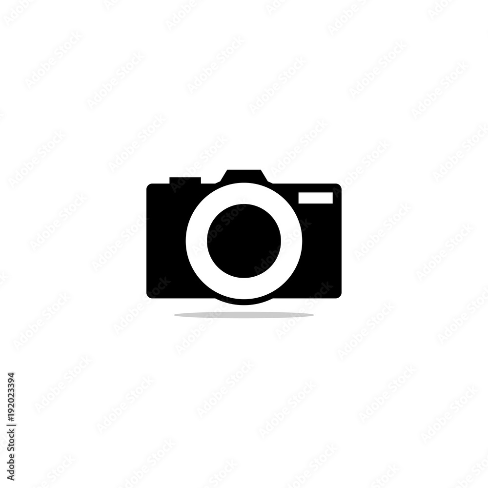 Silhouette of camera photography with big lens logo design template vector