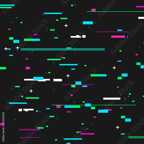 Trendy Glitched Geometric Line Style Background Card. Vector