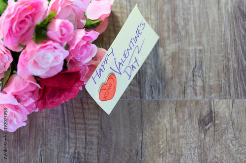 Valentine's Day note with red roses