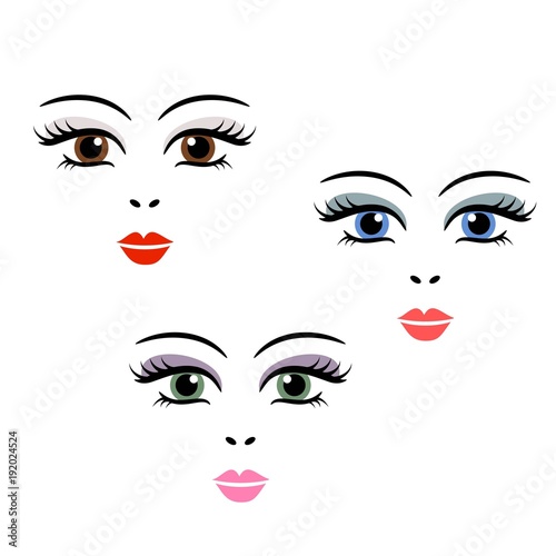 Doll, girl, woman cute face template vector