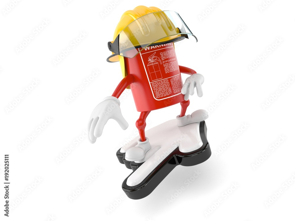 Naklejka premium Fire extinguisher character with cursor