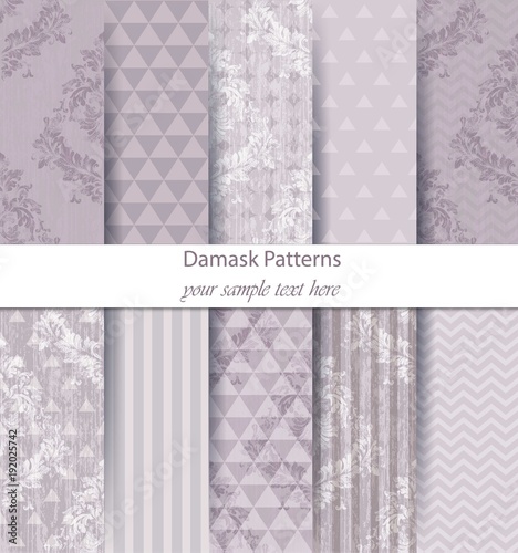 Classic ornament pattern trendy texture set collection Vector. Royal fabric decor illustration. Abstract modern combinations