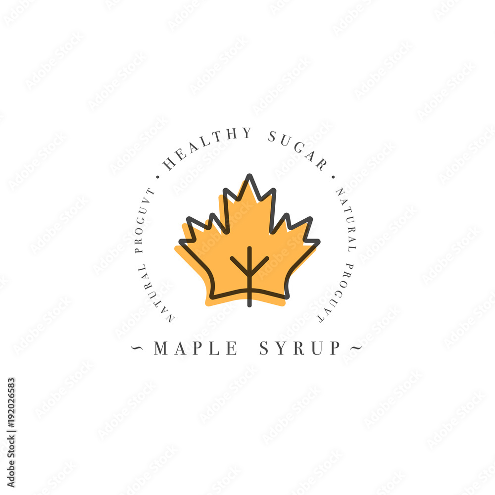 Packaging design template logo and emblem - syrup and topping - maple. Logo in trendy linear style. Packaging design template logo and emblem - syrup and topping - maple. Logo in trendy linear style.