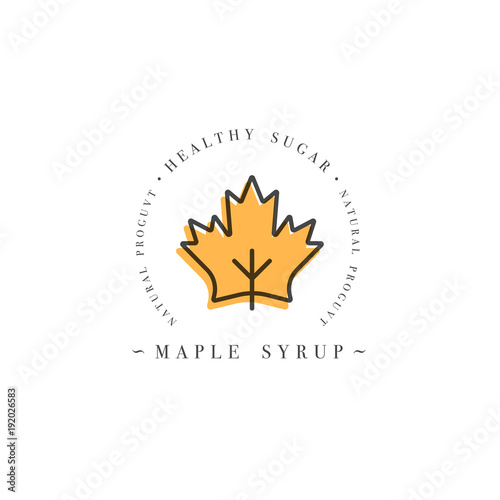 Packaging design template logo and emblem - syrup and topping - maple. Logo in trendy linear style.