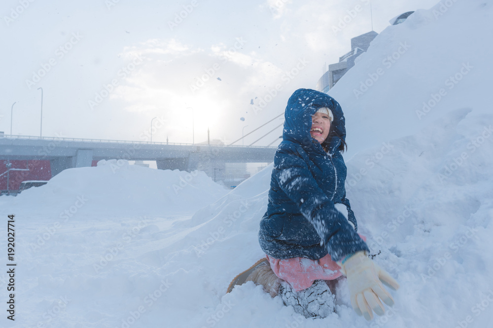 Asian child in winter