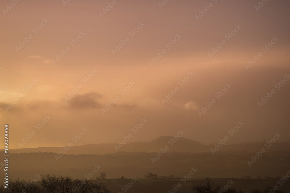 Obraz premium Sunrise Winter Rural Landscape