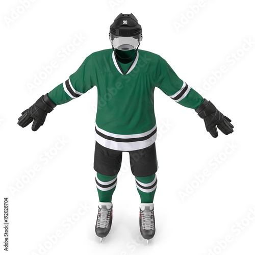Hockey Gear on white. 3D illustration
