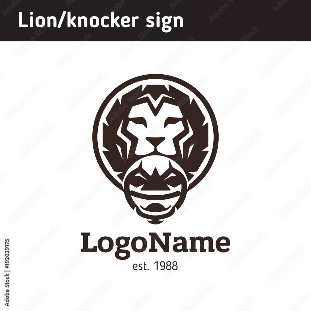 Obraz premium Kołatka z logo w kształcie głowy lwa