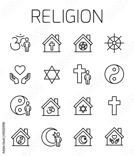 Religion related vector icon set.
