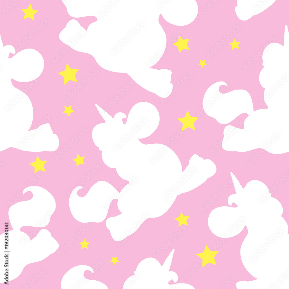 white unicorn pattern on pink