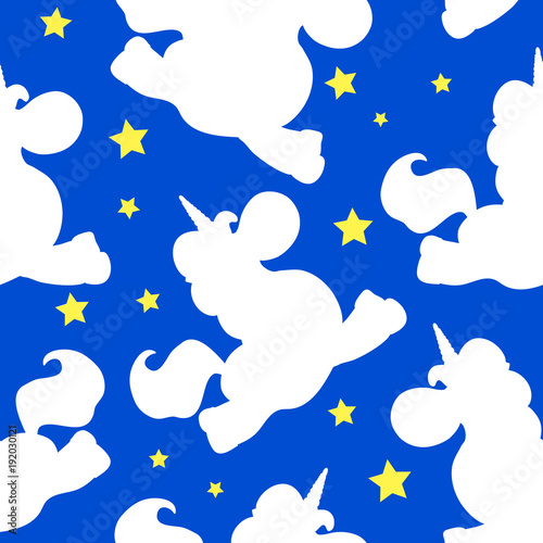 white unicorn pattern on blue