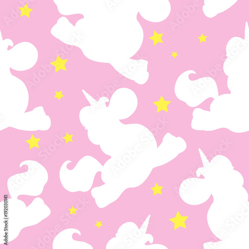 white unicorn pattern on pink