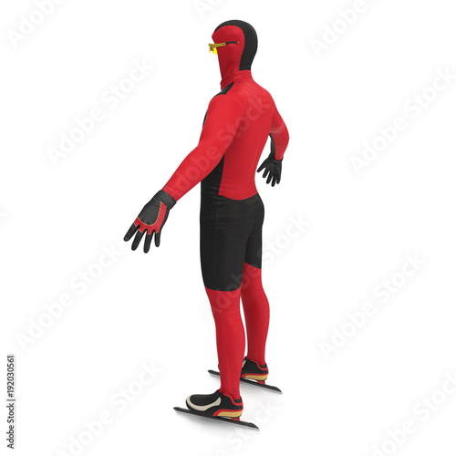 Ice speed skater uniform on white. 3D illustration photo