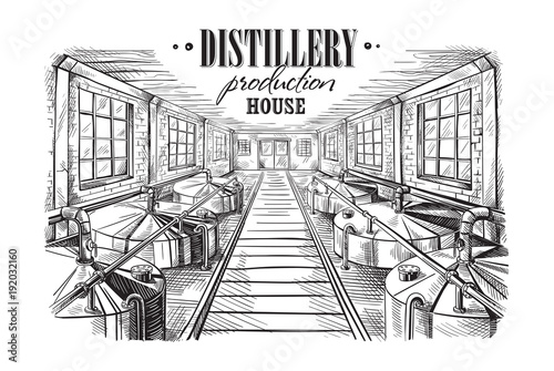 distillery production house. Vector illustration