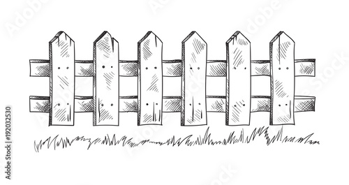 Wooden sketch fence. Vector illustration