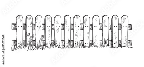 Wooden sketch fence. Vector illustration