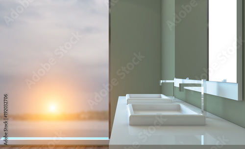 Abstract  toilet and bathroom interior for background. 3D rendering. Sunset © COK House