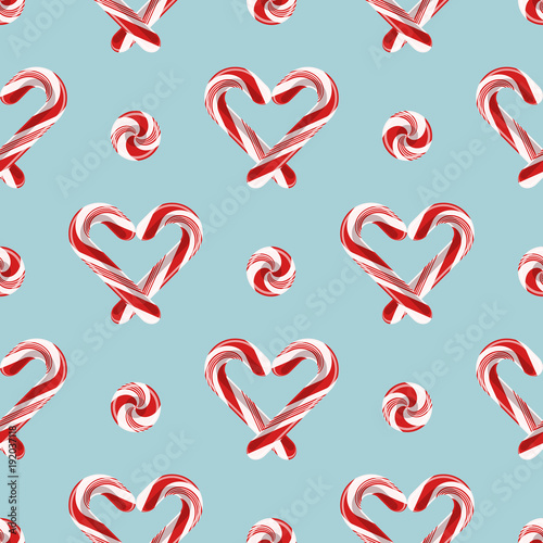 Seamless pattern with candy cane lollypops