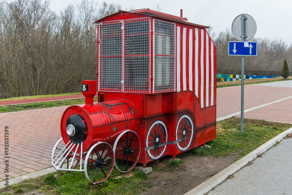 Naklejka premium Imitation of red locomotive