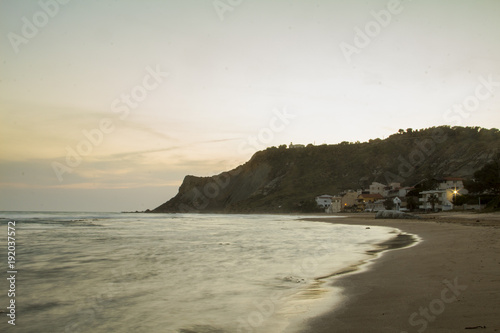 the sandy beach of the Sicilian town Lido Rossello