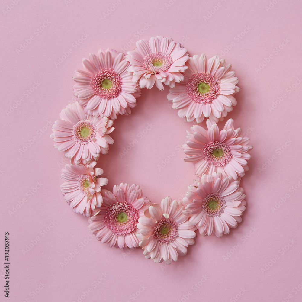 letter O made of flowers. Part of the word LOVE , floral alphabet