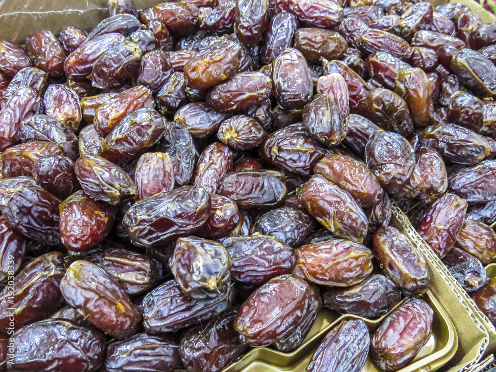 Jerusalem, Israel - Dates in The Machane Yehuda Market in Jerusalem Jerusalem, Israel - Dates in The Machane Yehuda Market in Jerusalem