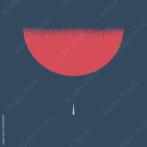 Mission to mars vector concept with minimalist rocket design and beautiful artistic red planet design.
