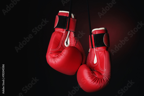 Boxing gloves on dark background