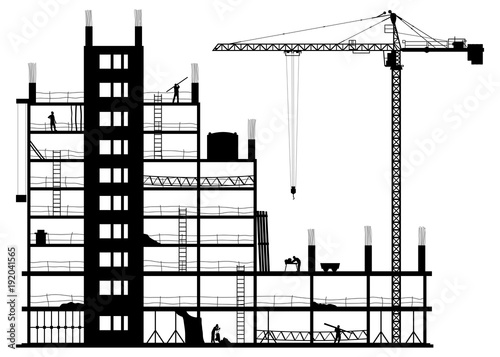 Construction site on a white background