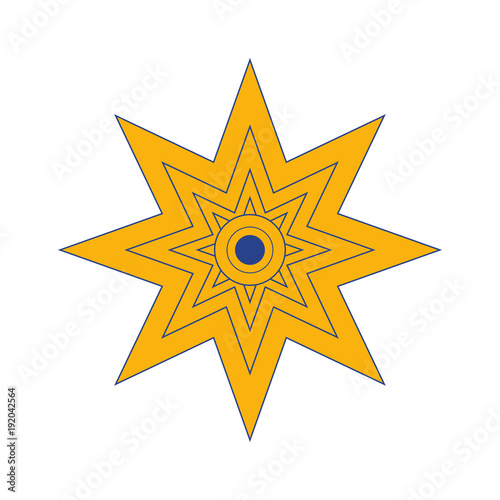 Vector illustration: The Star of Ishtar, Symbol of Inanna, also called Star of Venus. Eight pointed star or variant of Istar Octagram.