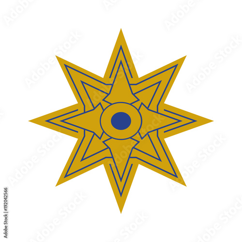Vector illustration: The Star of Ishtar, Symbol of Inanna, also called Star of Venus. Eight pointed star or variant of Istar Octagram.