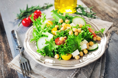 Fresh healthy salad with chickpea