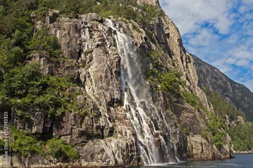 Hengjanefossen waterfall in Lysefjord