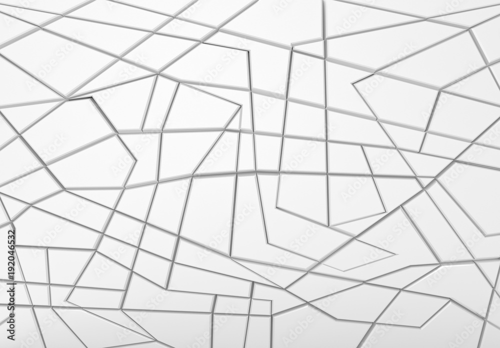 3d rendering. Modern Cut white several square pattern wall background.