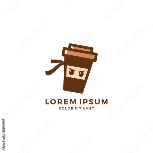 coffee ninja mug logo vector download