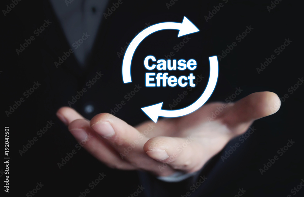Man holding Cause Effect Arrows. Information concept. Man holding Cause Effect Arrows. Information concept.