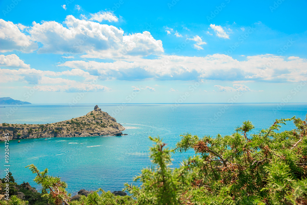 Beautiful summer sea landscape at the resort in the Crimea