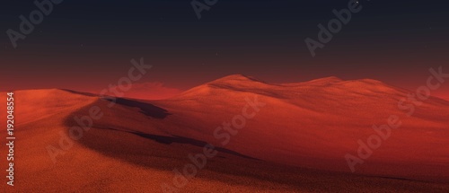 Martian landscape, surface of Mars 3D rendering