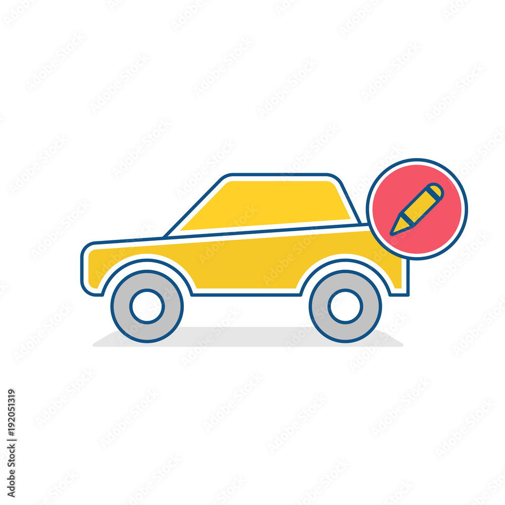 Auto icon. Car edit sign. 
