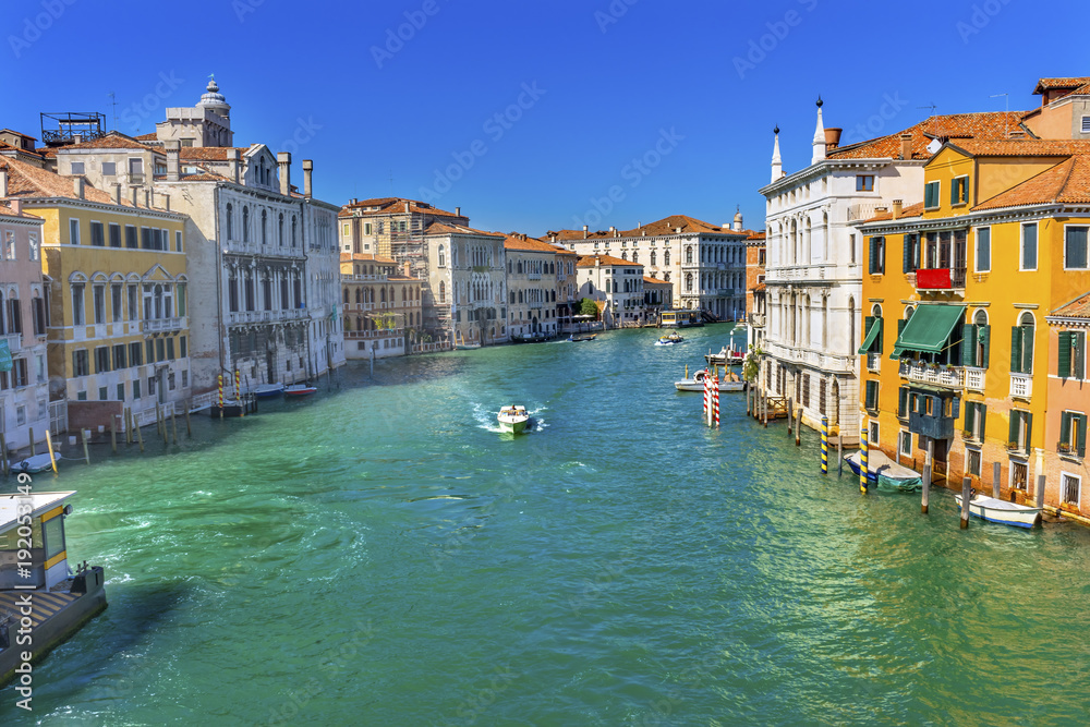 Colorful Grand Canal From Ponte Academia Bridge Venice Italy