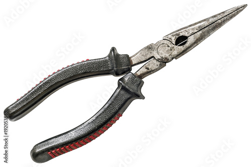 Old Needle Nose Pliers Isolated On White Background