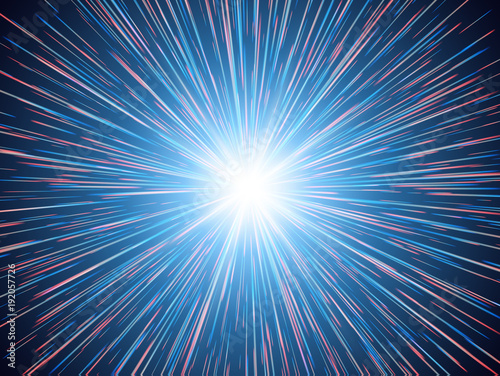 Blue explosion background with rays. Vector absrtact illustration