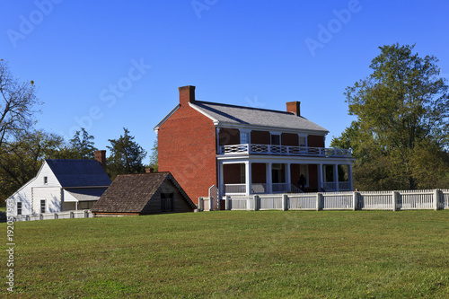 The McLean House in Appomattox Court House in Virginia. Clover Hill Village, a living history village. The surrender site of Lee and Grant April 9, 1865. photo