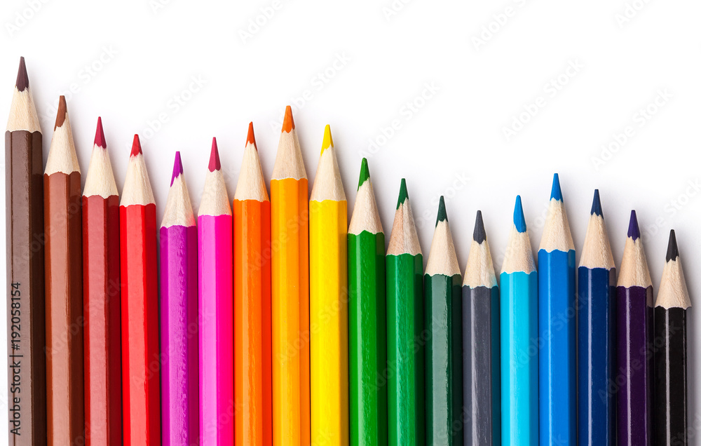 sharpened colored pencils on a white background. sharpened colored pencils on a white background.